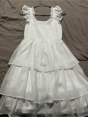 White Tiered Ruffle Dress - Elegant Party Dress